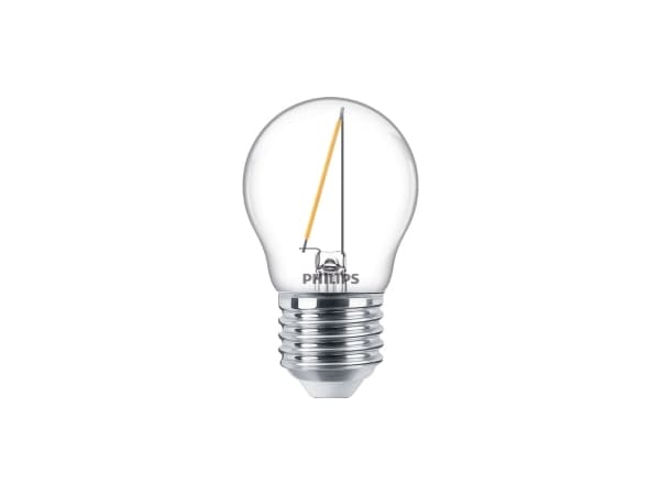 Philips - LED-filamentlyspære - form: P45 - klar finish - E27 - 1.4 W (ekvivalent 15 W) - klasse F - varmt hvitt lys - 2700 K