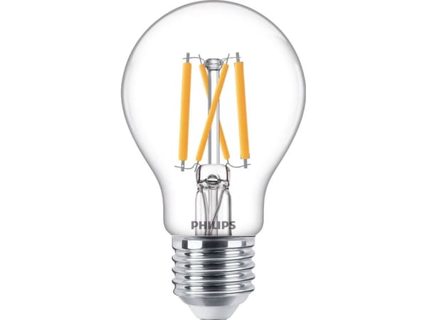 Philips - LED-glödlampa med filament - form: A60 - klar finish - E27 - 3.4 W (motsvarande 40 W) - klass D - varmt vitt ljus - 2700 K