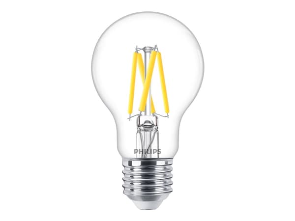 Philips - LED-glödlampa med filament - form: A60 - klar finish - E27 - 3.4 W (motsvarande 40 W) - klass D - varmt vitt ljus - 2700 K