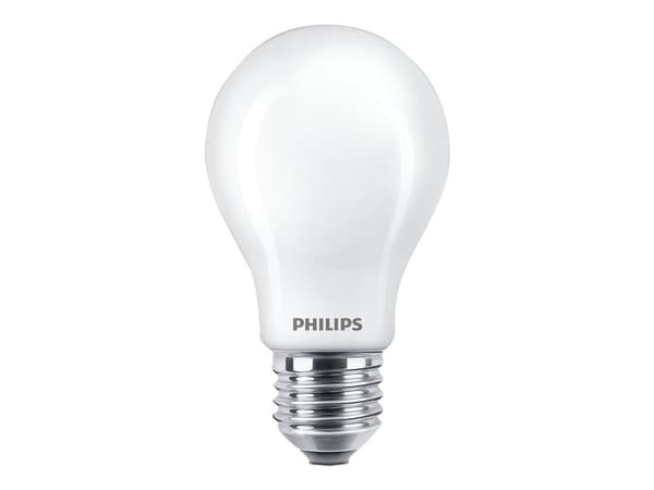 Philips LED Classic - LED-glödlampa - form: A60 - glaserad finish - E27 - 7.5 W (motsvarande 60 W) - klass F - varmvitt/flammljus - 2200/2500/2700 K