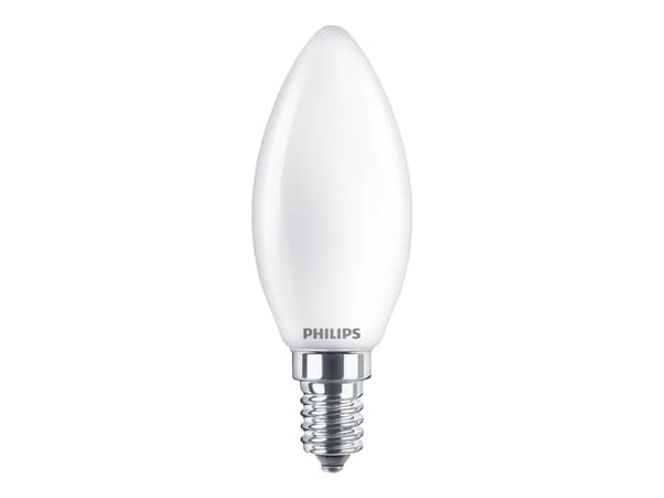 Philips - LED-glödlampa - form: B35 - glaserad finish - E14 - 4.3 W (motsvarande 40 W) - klass F - varmt vitt ljus - 2700 K (paket om 2)