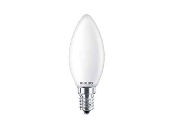 Philips - LED-glödlampa - form: B35 - glaserad finish - E14 - 4.3 W (motsvarande 40 W) - klass F - varmt vitt ljus - 2700 K (paket om 2)