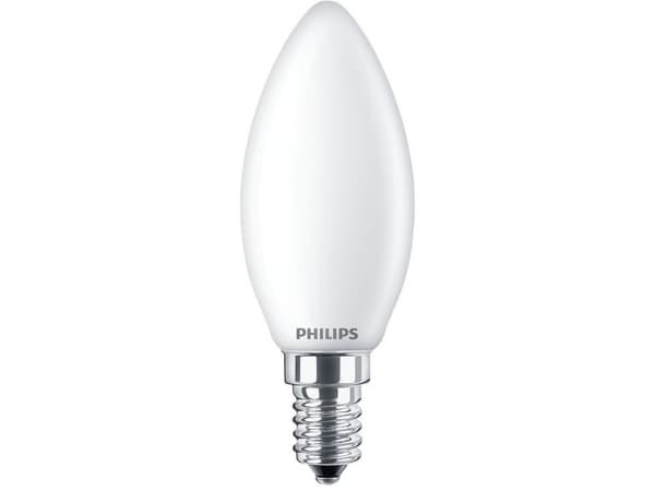 Philips - LED-glödlampa - form: B35 - glaserad finish - E14 - 4.3 W (motsvarande 40 W) - klass F - varmt vitt ljus - 2700 K (paket om 2)