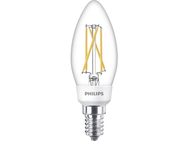 Philips SceneSwitch - LED-glödlampa - form: päron - E14 - 5 W (motsvarande 40 W) - klass F - varmvitt/flammljus - 2200/2500/2700 K