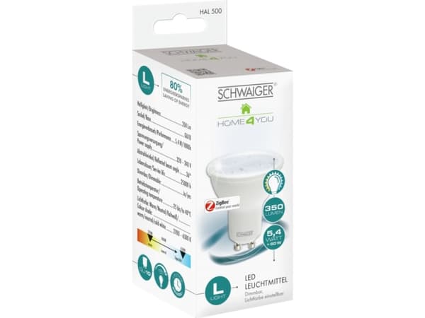Schwaiger HAL500 - LED-lyspære - GU10 - 5.4 W (ekvivalent 50 W) - klasse G - warm white/neutral white/cold white light - 2700-6500 K - hvit