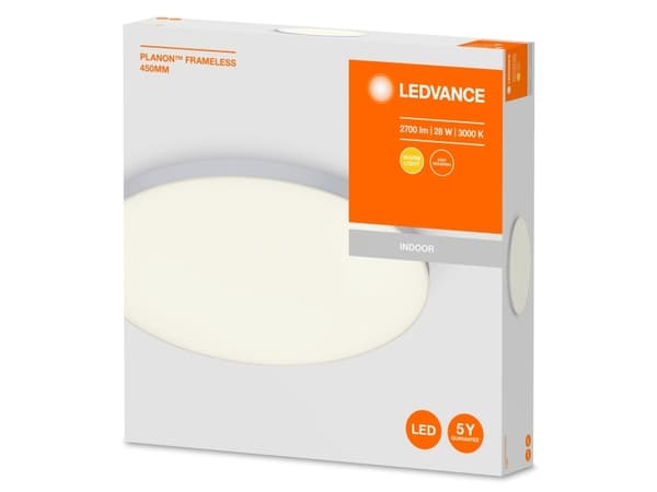 LEDVANCE PLANON Frameless On-Off, LED, Ei vaihdettavissa oleva hehkulamppu, 3000 K, 2700 lm, IP20, Valkoinen