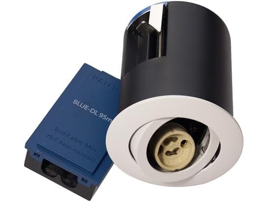 BLUE-DL 95 G2 Ø88/H95mm, rund, kipbar, skrue fastgørelse, 3 polet tilslutning, GU10 (leveres uden), mathvid STANDARD