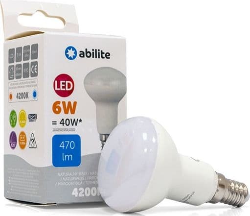 ABILITE HEIJASTIN LED-VALO B.NEUTRAL E14 6W/230V 470LM R50