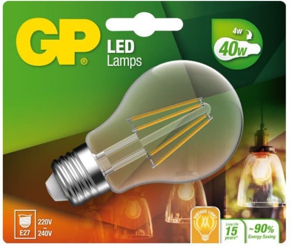 GP Batteries 472110, 4 W, E27, 470 LM, 15000 h, Varmvitt