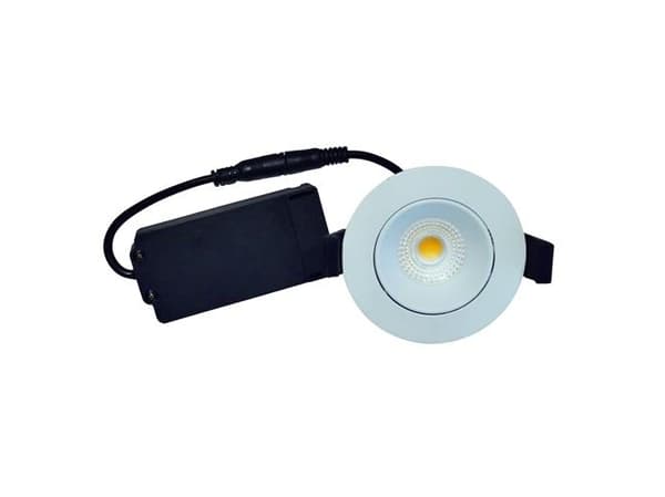 NORDTRONIC Velia Low Profile LED 5,5W 220-240V 3000K CRI>95 kipvinkel 30° IP44, Mat Hvid, Rund