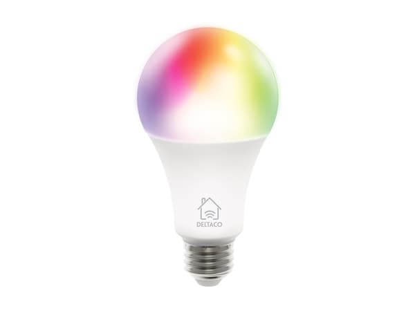 DELTACO - LED-glödlampa - E27 - 9 W (motsvarande 60 W) - klass F - 16 miljoner färger - 2700-6500 K - vit