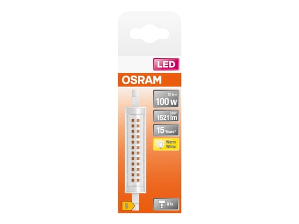 OSRAM LED SLIM LINE - LED-glödlampa - form: majs - klar finish - R7s - 12 W (motsvarande 100 W) - klass E - varmt vitt ljus - 2700 K