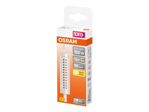 OSRAM LED SLIM LINE - LED-glödlampa - form: majs - klar finish - R7s - 12 W (motsvarande 100 W) - klass E - varmt vitt ljus - 2700 K