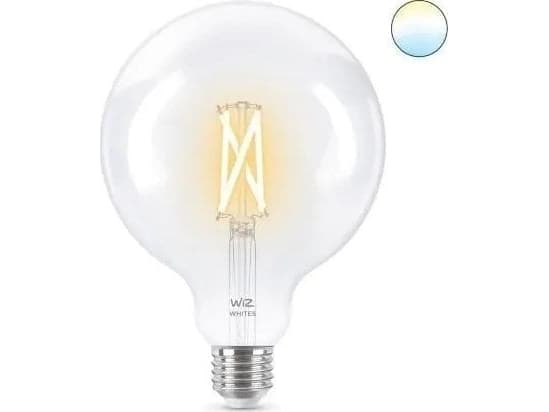WiZ Filament-lamppu kirkas 60W G125 E27, Älylamppu, Wi-Fi, Läpinäkyvä, E27, Multi, 2700 K