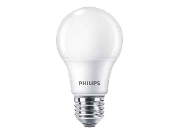 Philips - LED-lyspære - form: A60 - mattslipt finish - E27 - 8 W (ekvivalent 60 W) - klasse F - varmt hvitt lys - 2700 K - matt (en pakke 6)