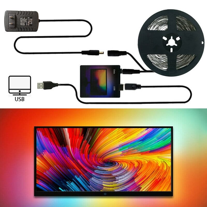 Bakgrundsbelysning till skärm - LED-strip 5m med Ambilight