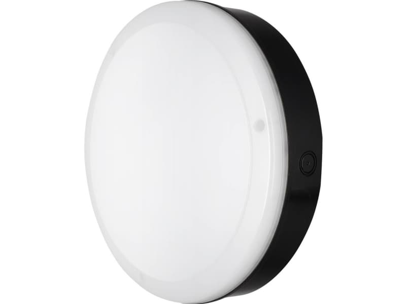 LEDVANCE Surface Bulkhead 82451 LE Udendørs LED-loftslampe med bevægelsesalarm, LED-udendørs vægbelysning med bevægelsessensor 15 W Sort