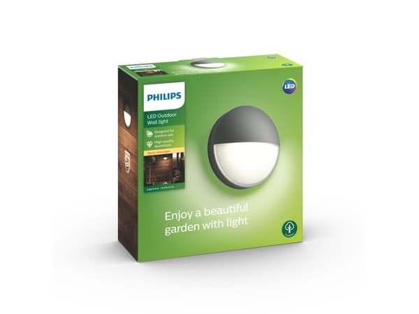 Philips myGarden Capricorn - Vegglampe - LED - 6 W (ekvivalent 47 W) - varmt hvitt lys - halvmåne - antrasitt