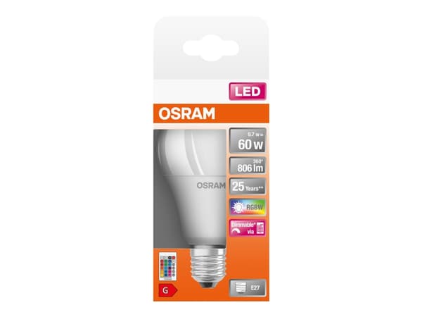 OSRAM STAR - LED-glödlampa - form: A60 - glaserad finish - E27 - 9.7 W (motsvarande 60 W) - klass G - varmt vitt ljus - 2700 K
