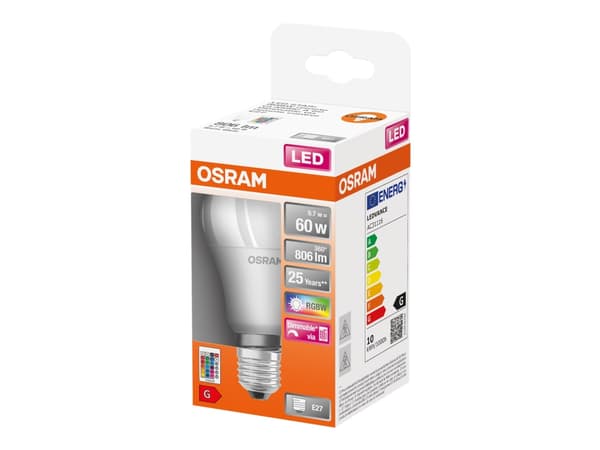 OSRAM STAR - LED-glödlampa - form: A60 - glaserad finish - E27 - 9.7 W (motsvarande 60 W) - klass G - varmt vitt ljus - 2700 K