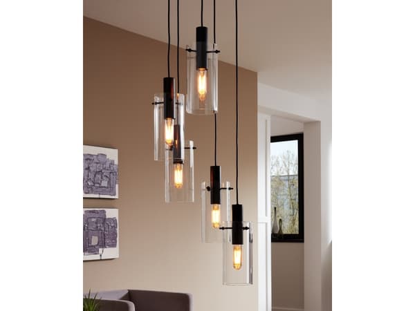 EGLO 97368, Svart, Transparent, Glas, Stål, Glas, Rund, I