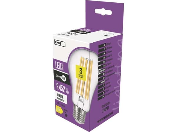 Emos LED-pære Emos Z74291 filament A67 17W E27 230V 4000K 2452lm nøytral hvit