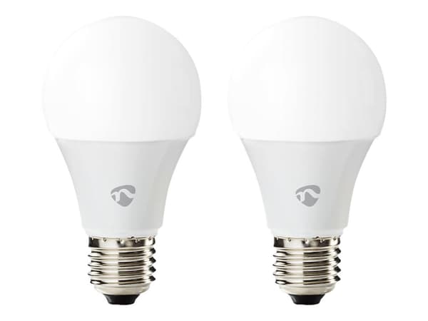Nedis Wi-Fi Smart - LED-glödlampa - form: A60 - E27 - 6 W (motsvarande 40 W) - klass G - RGB/varmt vitt/vitt ljus - 2700 K (paket om 2)