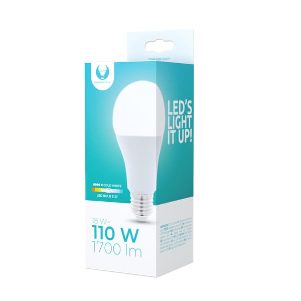 LED-lamppu E27 A65 18W 230V 6000K - 1700 lm viileän valkoinen valaistus