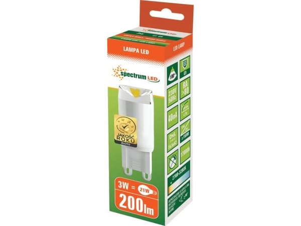Spectrum LED G9, 230V, 3W, WW, keramisk (WOJ13063)