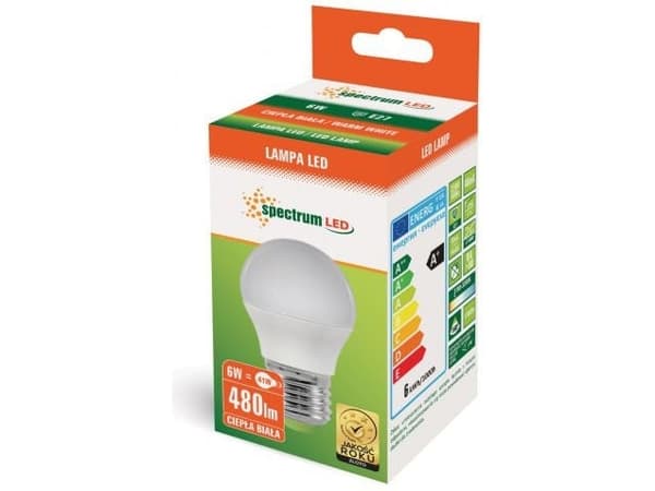 Spectrum LED Kulka E-27, 230V, 6W, WW (WOJ13024)