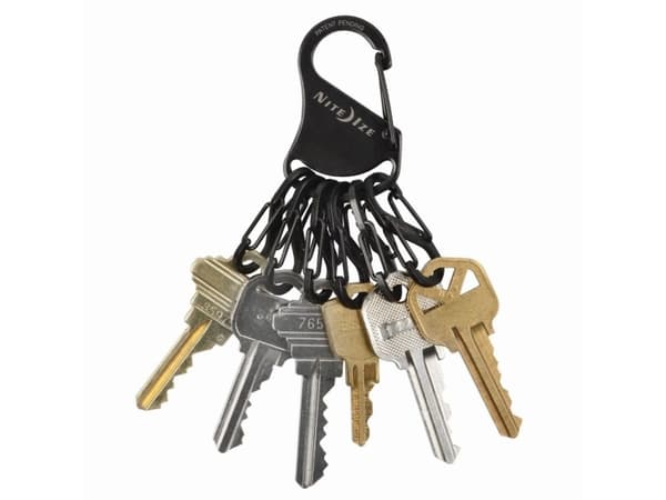 Nite Ize KeyRack fob + 6x mikrokarbinhake rostfritt stål svart (KRS-03-01)