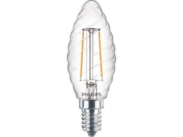Philips - LED-lyspære - form: stearinlys - klar finish - E14 - 2 W (ekvivalent 25 W) - klasse A++ - varmt hvitt lys - 2700 K
