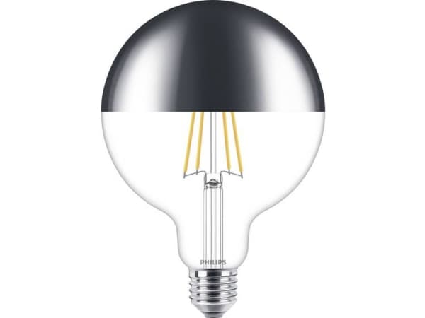 Philips - LED-lyspære - form: G125 - E27 - 7.2 W (ekvivalent 50 W) - klasse F - varmt hvitt lys - 2700 K - kronespeil