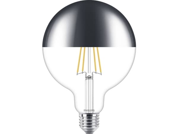 Philips - LED-lyspære - form: G125 - E27 - 7.2 W (ekvivalent 50 W) - klasse F - varmt hvitt lys - 2700 K - kronespeil