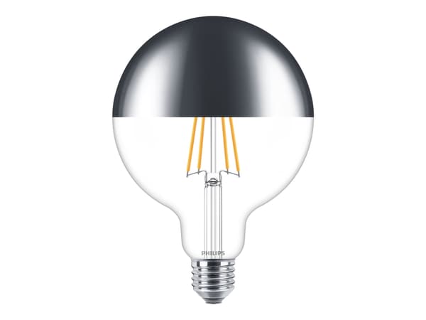 Philips - LED-lyspære - form: G125 - E27 - 7.2 W (ekvivalent 50 W) - klasse F - varmt hvitt lys - 2700 K - kronespeil