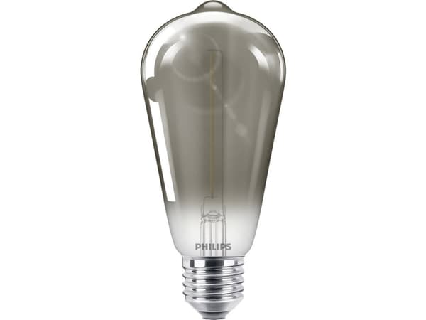 Philips - LED-filamentlyspære - form: ST64 - E27 - 2.3 W (ekvivalent 11 W) - flammelys - 1800 K - røkfarget