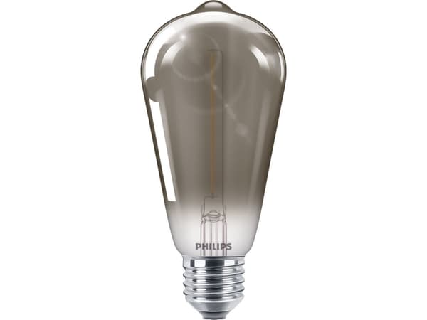 Philips - LED-filamentlyspære - form: ST64 - E27 - 2.3 W (ekvivalent 11 W) - flammelys - 1800 K - røkfarget