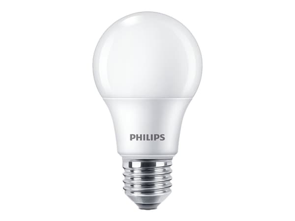 Philips LED - LED-lyspære - form: A60 - mattslipt finish - E27 - 8 W (ekvivalent 60 W) - klasse F - varmt hvitt lys - 2700 K (en pakke 3)