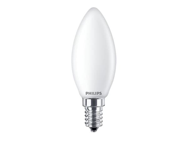 Philips - LED-lyspære - form: B35 - mattslipt finish - E14 - 6.5 W (ekvivalent 65 W) - klasse E - varmt hvitt lys - 2700 K