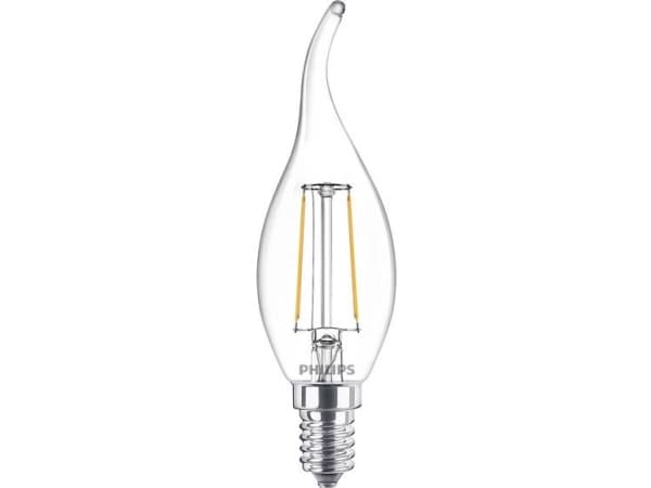 Philips - LED-lyspære - form: stearinlys - klar finish - E14 - 2 W (ekvivalent 25 W) - klasse A++ - varmt hvitt lys - 2700 K