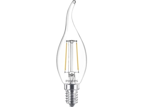 Philips - LED-lyspære - form: stearinlys - klar finish - E14 - 2 W (ekvivalent 25 W) - klasse A++ - varmt hvitt lys - 2700 K