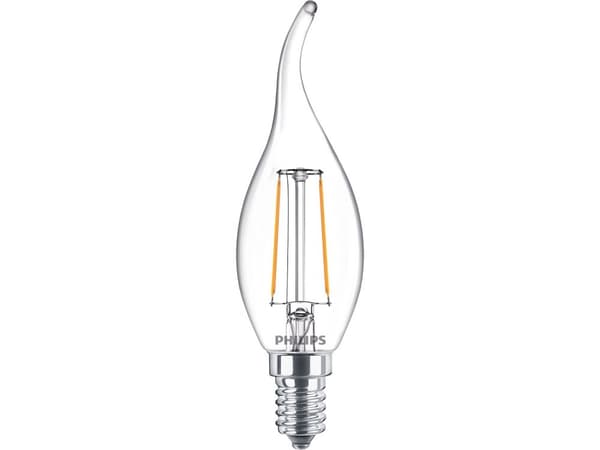 Philips - LED-lyspære - form: stearinlys - klar finish - E14 - 2 W (ekvivalent 25 W) - klasse A++ - varmt hvitt lys - 2700 K