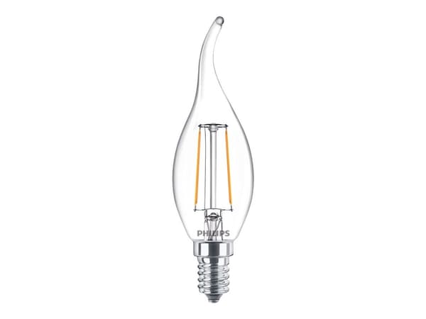 Philips - LED-glödlampa - form: ljus - klar finish - E14 - 2 W (motsvarande 25 W) - klass A++ - varmt vitt ljus - 2700 K