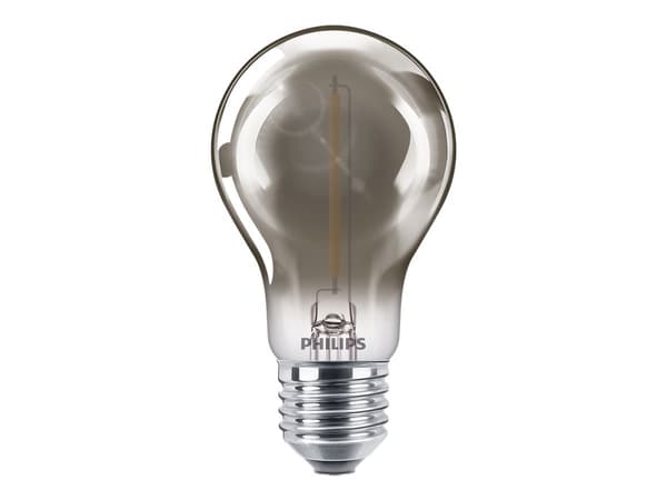 Philips - LED-filamentlyspære - form: A60 - E27 - 2.3 W (ekvivalent 11 W) - flammelys - 1800 K - røkfarget