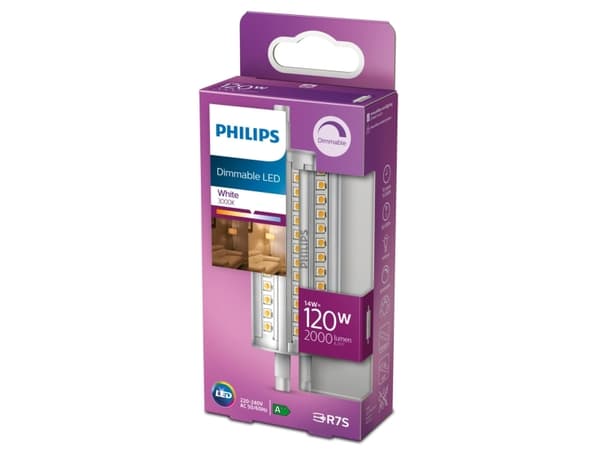 Philips - LED-lyspære - form: korn - R7s - 14 W (ekvivalent 120 W) - klasse D - hvitt lys - 3000 K