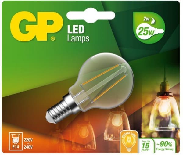 GP Batteries 078104-LDCE1, 2,3 W, E14, 250 lm, 15000 h, Lämmin valkoinen