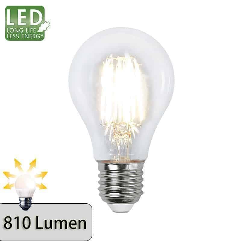 Illumination LED Klar filament lampa E27 2700K 810lm