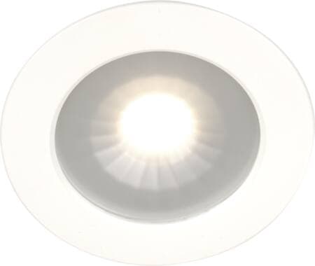 LED-Minidownlight 1202 12V hvid 3000K, 300lm, spredningsvinkel 70°, 4,3W, 12V AC/DC, IP44. Hurtigklemmer i bagstykket PROFESSIONEL