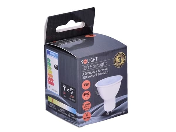 Solight WZ318A, 7 W, 50 W, GU10, 500 lm, 35000 timer, Varm hvit