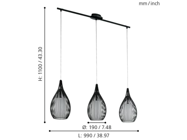 EGLO Razoni, Fleksibel montering, Sort, Hvit, Sort, Hvit, Stål, Glass, Rund